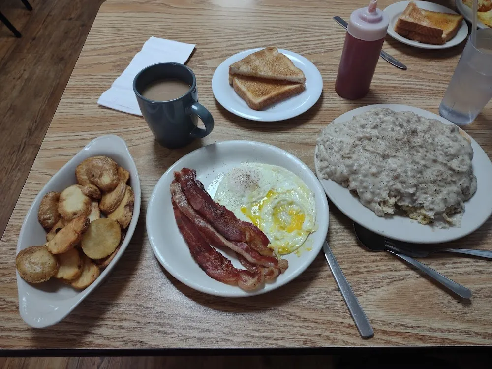 Biscuits and Gravy Eggs and Toast
